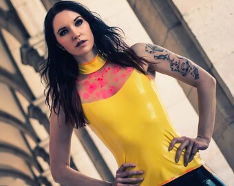 CL Design Latex Collar Shirt Galaxy, Latex Top, Latex Top, Latex Shirt, - Color Choice