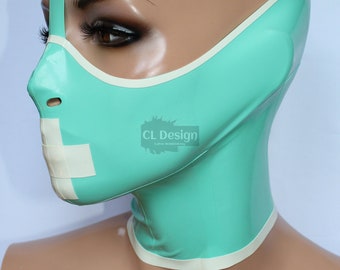 CL Design ladies latex nurse mask for men and women with zipper Fetish Rubber Halfmask