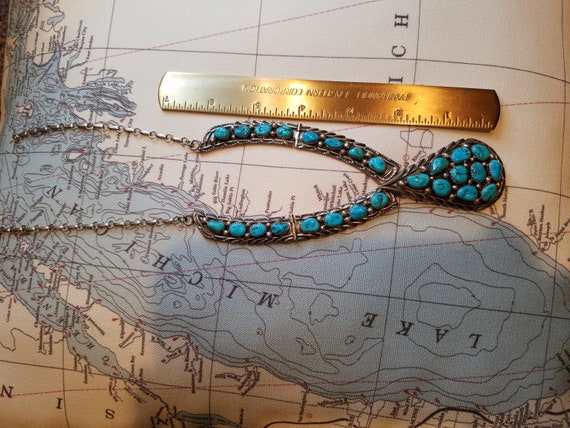 Vintage Large Bold Turquoise Necklace ~ Signed - image 8
