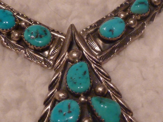 Vintage Large Bold Turquoise Necklace ~ Signed - image 5
