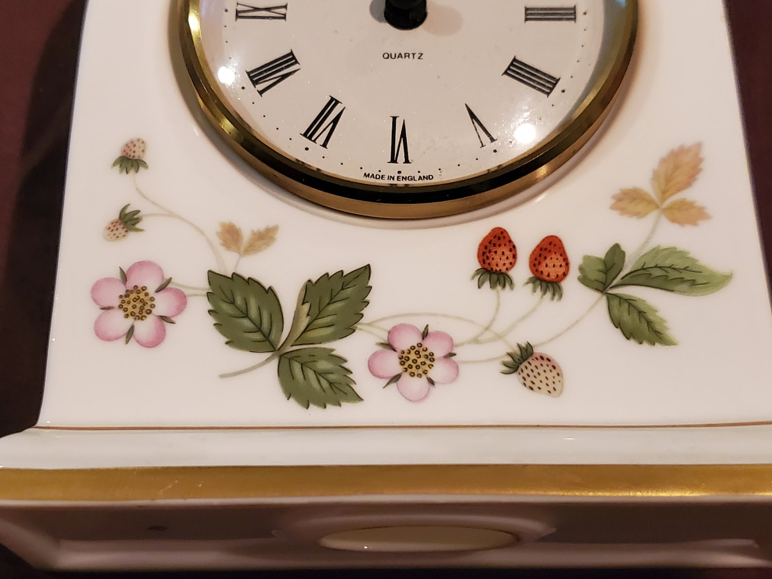 Vintage Wedgwood Desk Clock Wild Strawberry Made Etsy