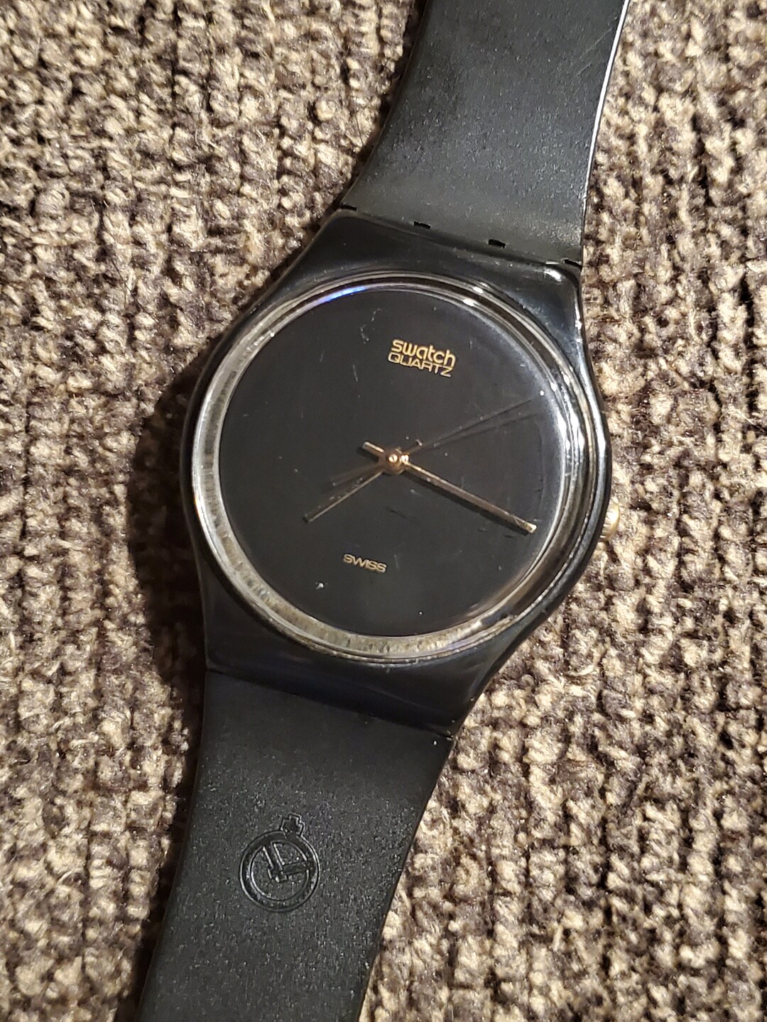 Early Rare Swatch Watch With Fachhandlellogo Band GB101 Black Magic 