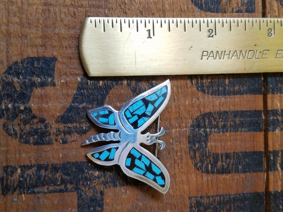 Vintage Turquoise Butterfly Brooch - image 2