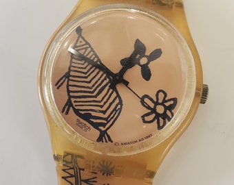 Vintage Swatch Watch - Floral Fush Nature 1992
