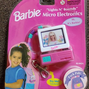1999 Barbie Clock Radio  Micro Electronics Keychain lights N' Sounds 