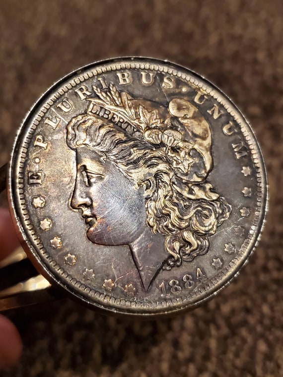 Antique Morgan Silver Dollar 1884 Bracelet - image 7