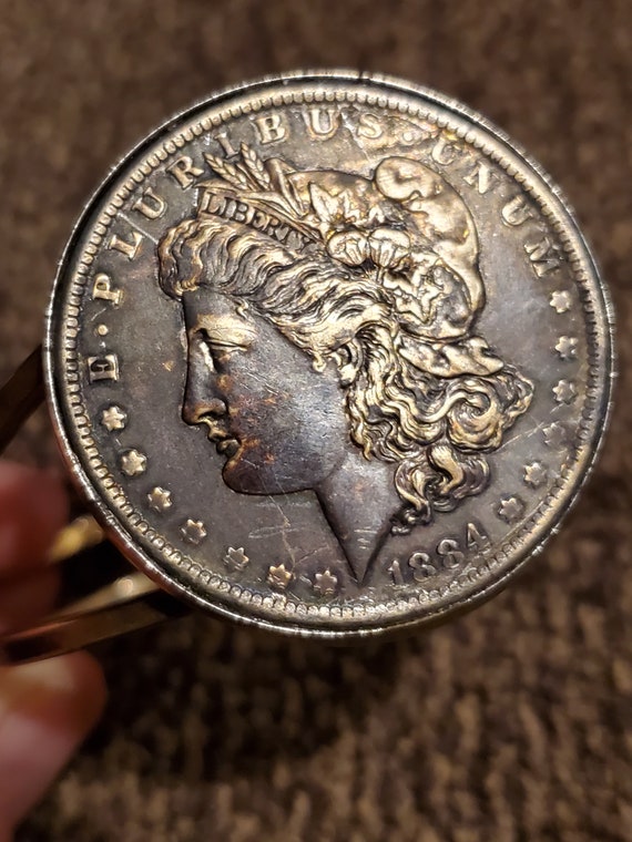 Antique Morgan Silver Dollar 1884 Bracelet - image 3