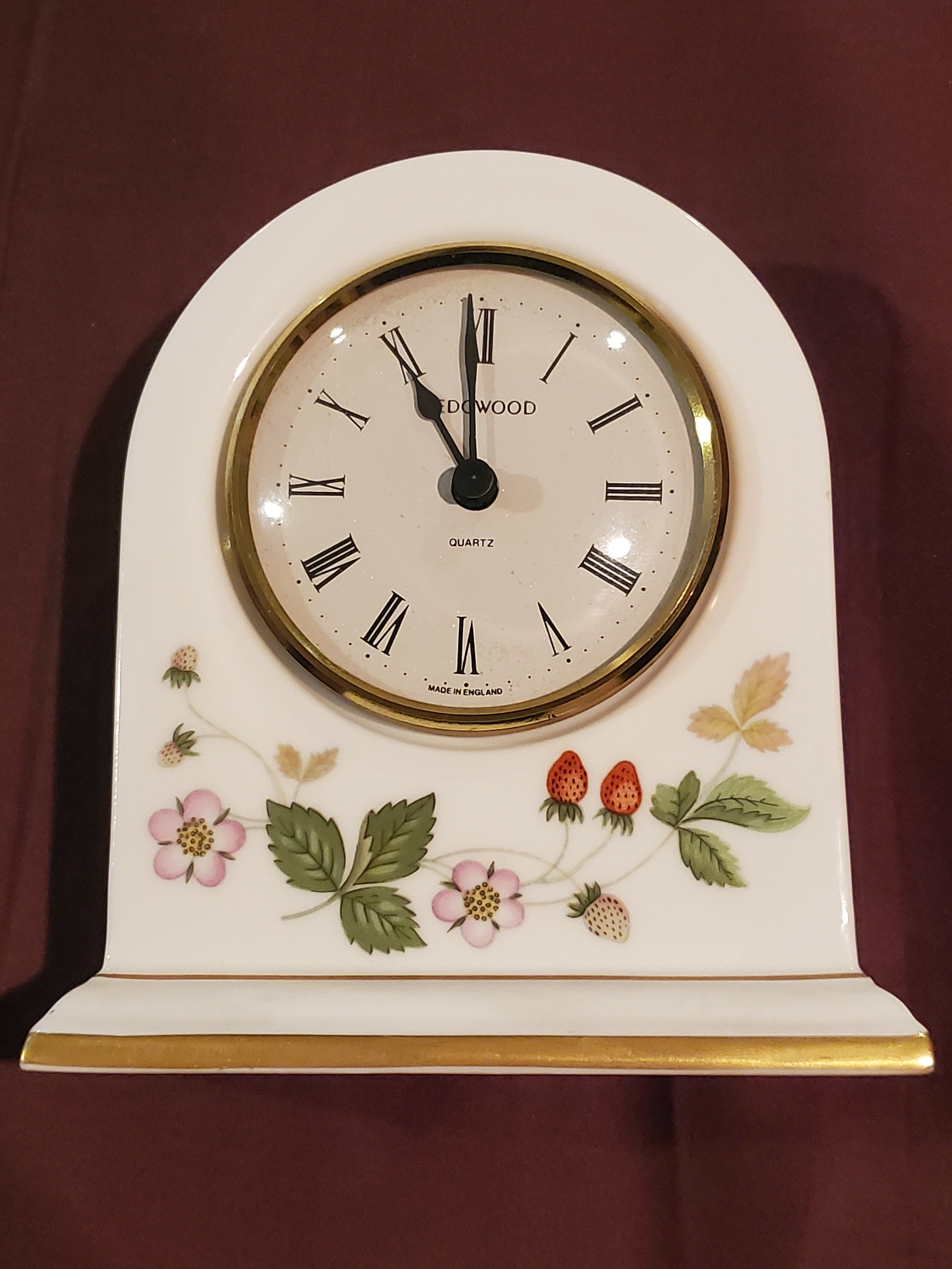 Vintage Wedgwood Desk Clock Wild Strawberry Made Etsy