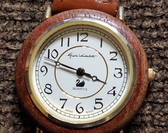 Gloria Vanderbilt Watch with Wood Bezel