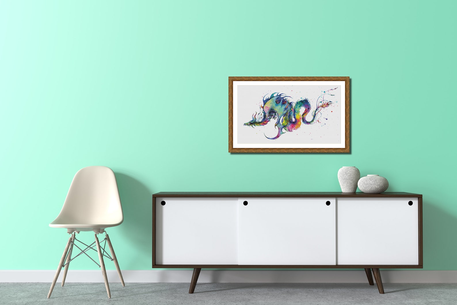 Rainbow Dragon Watercolor Painting Counted Cross Stitch - Etsy