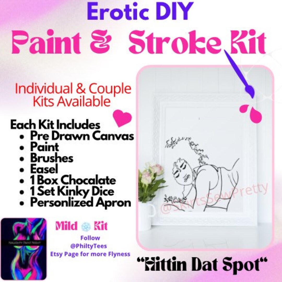 X Rated Couples Canvas Pre Drawn Date Night Paint Kit, Paint Box