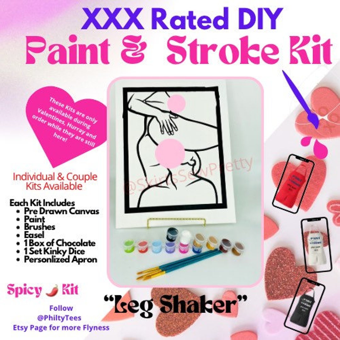 X Rated Couples Canvas Pre Drawn Date Night Paint Kit, Paint Box