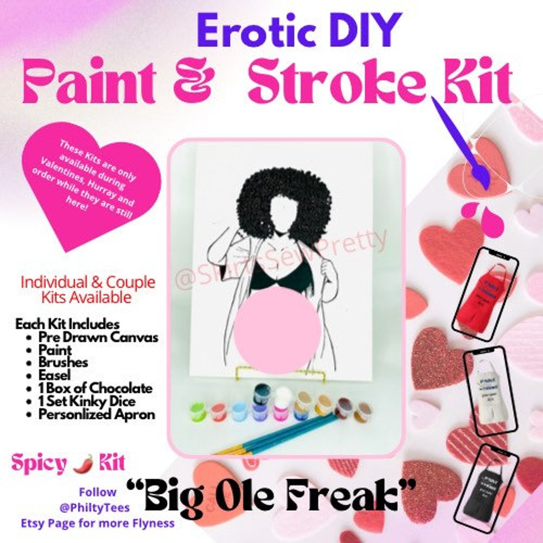 X Rated Couples Canvas Pre Drawn Date Night Paint Kit, Paint Box