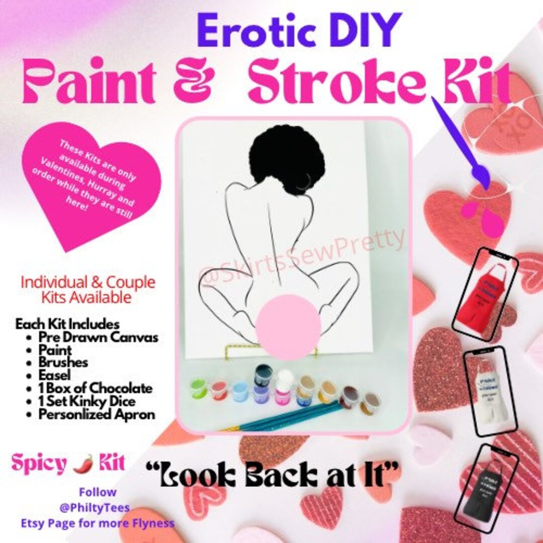 X Rated Couples Canvas Pre Drawn Date Night Paint Kit Paint Etsy
