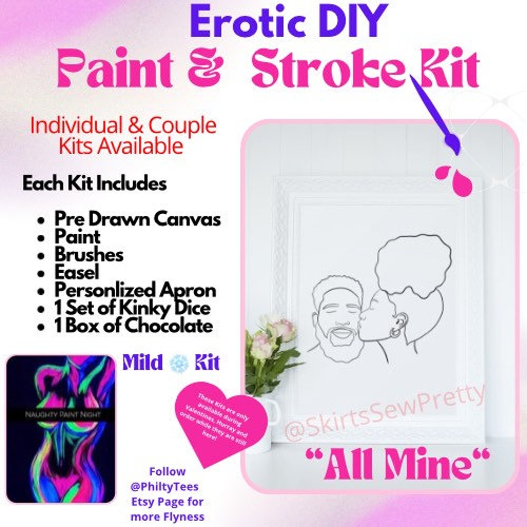 X Rated Couples Canvas Pre Drawn Date Night Paint Kit, Paint Box