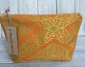 Vintage Fabric Make Up Bag,Cosmetic Bag,Toiletry Bag,Zipper Pouch,PencilCase,Wash Bag, Purse, Accessory Bag, Vintage  Fabric, Handmade.