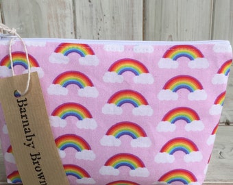 Rainbow  Make Up Bag,Cosmetic Bag,Toiletry Bag,Zipper Pouch,Wash Bag,Purse,Accessory Bag,Handmade Bag,Rainbow Fabric