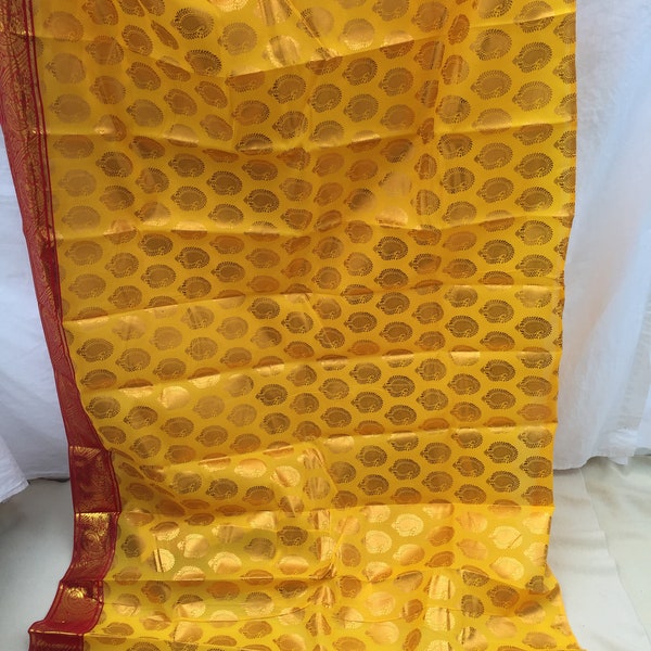 Indian Saree,Indian Fabric,Indian Saree Fabric,Saree,Saree Fabric,Yellow Saree,Yellow Saree Fabric