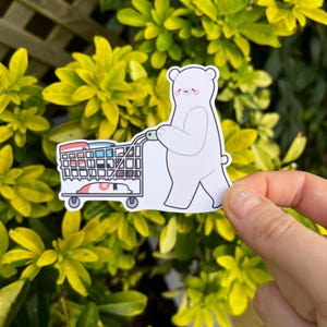 Milkbear Bakery Shopping Trolley Sticker – Kawaii Grocery Cart Bear, Cute Planner & Scrapbook Decoration