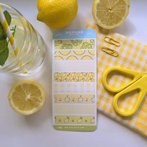 Joli ruban d'autocollants en Washi citron - bandes à motifs d'agrumes kawaii, autocollants pour agenda sur le thème des fruits