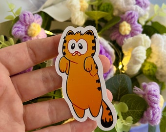 Cute Garfield Longcat Vinyl Sticker, Orange cat, cartoon