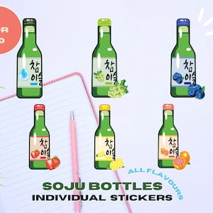 Vinyl All Flavor Soju Flaschen-Aufkleber: Aufkleber für koreanische Getränke, koreanische Kultur Aufkleber, Laptop Aufkleber, Notebook Aufkleber