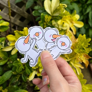 Cute Fairy Anime Sticker: Snowman Plue pack of 4 Laptop Sticker, Vinyl Sticker, Sticker Pack