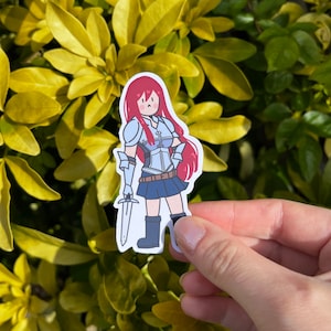 Cute Fairy Anime Sticker: Erza Scarlet Laptop Sticker, Vinyl Sticker