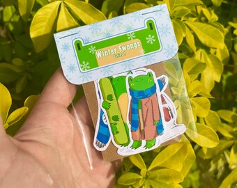 Kawaii Frog Glossy Vinyl Sticker - Stickers - Frog Flower - Etsy