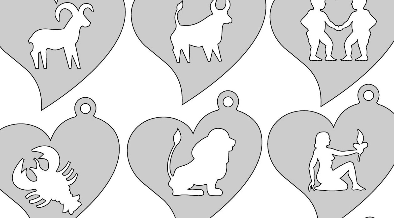 Set pendant zodiac. Scroll saw pattern.pdf png Etsy