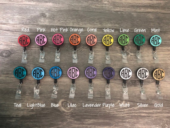 Pink and Green Monogrammed Retractable ID Badge Reel