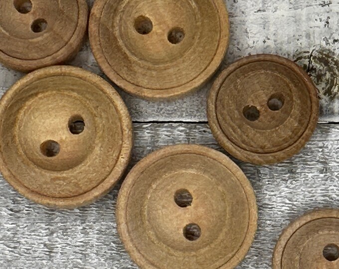 10 Round, Con-caved Wood Buttons - Etsy