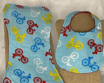 Colorful Bicycles Bib & Burp Cloth Set