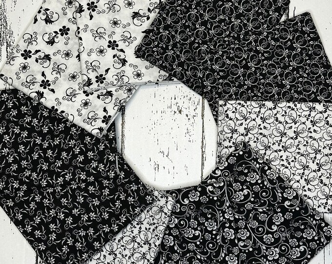 Black & White Fat Quarter Bundle of Ten Etsy