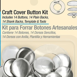 7/8" Craft Cover Button Kit with Tools, Size 36 - 7/8-Inch, 14-Sets by Dritz, Fabric Buttons, Cloth Buttons, Sewing Notion
