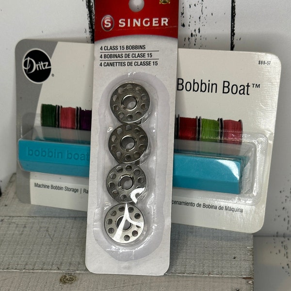 Boat Bobbin & 4 Metal Class 15 Bobbins, Crafts, Storage, Holder, Singer, Brother, Sewing Notions