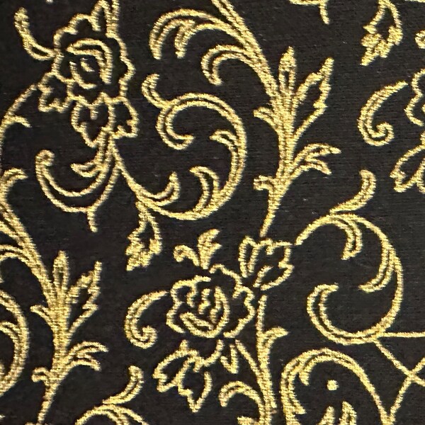 Gold Metallic on a Black Background - Fabric