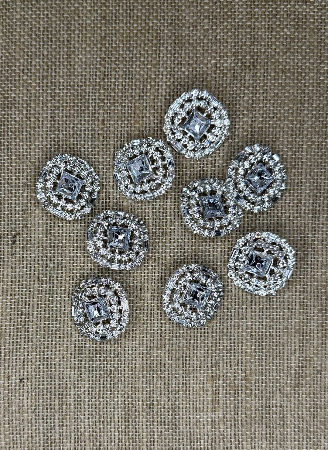 6 Rhinestone Buttons With Square Centers - Etsy