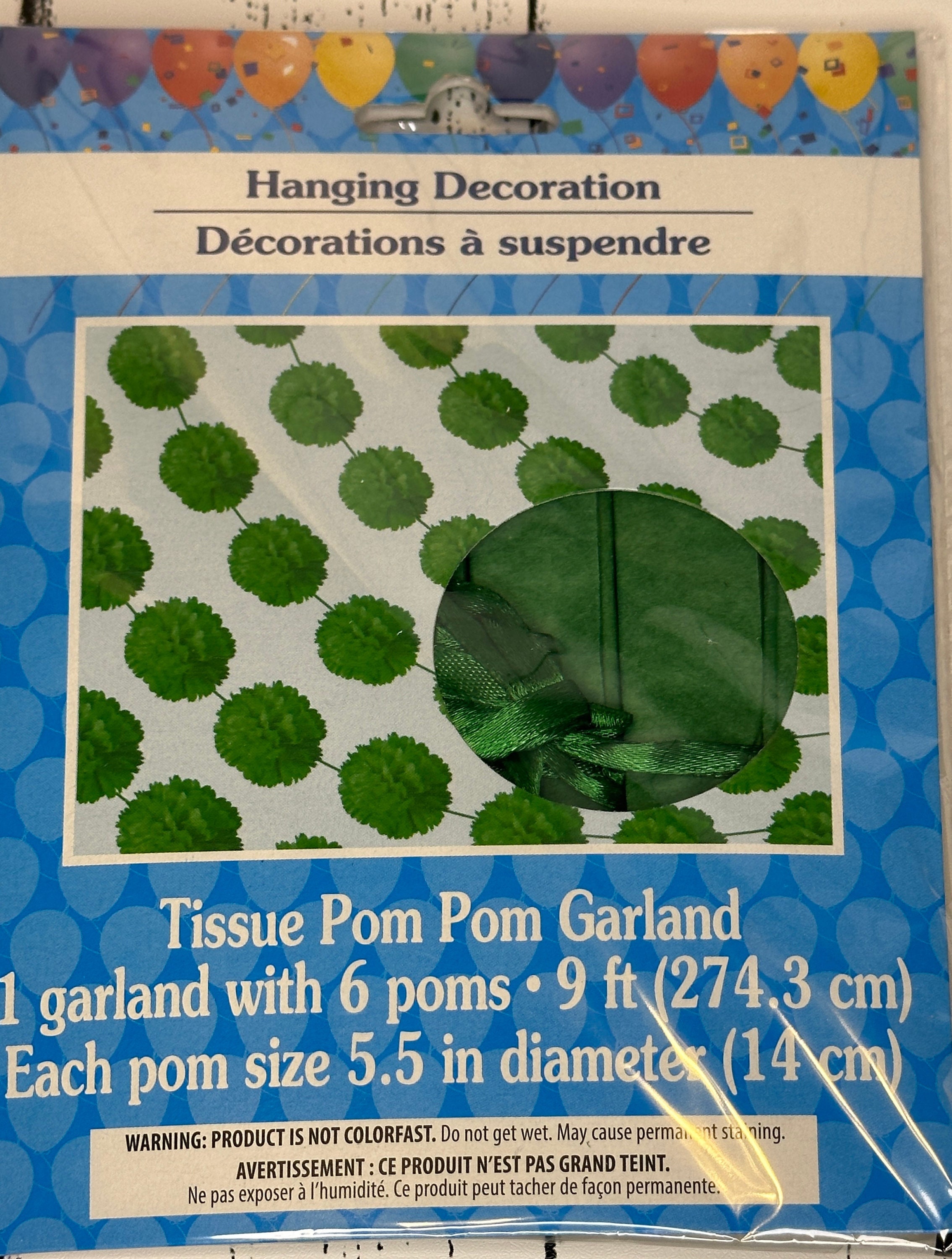 16' Kelly Green Tissue Pom Poms