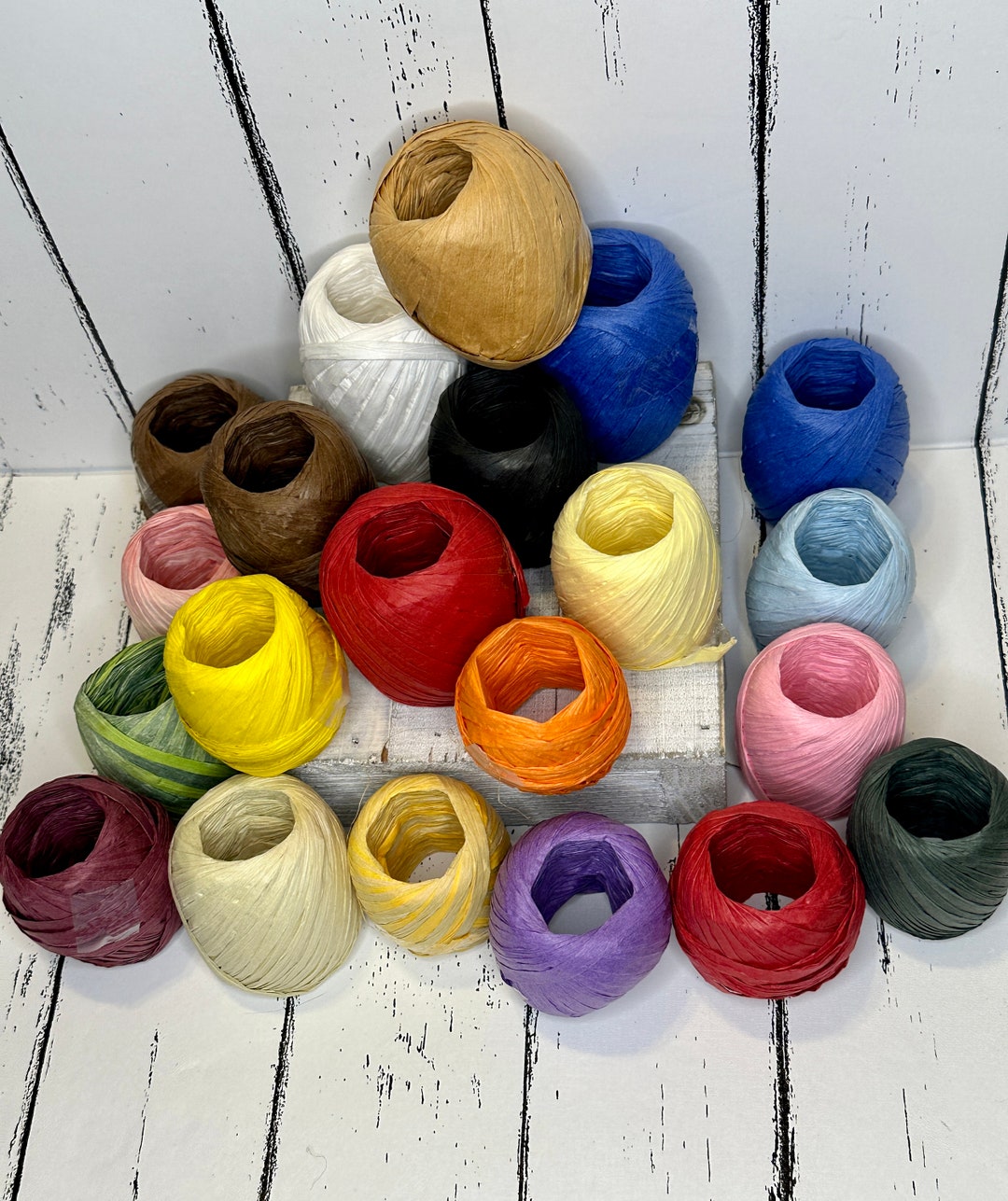 23 Colored Rolls of Raffia Ribbon / Twine (334g) - Gift Wrap, Filler ...