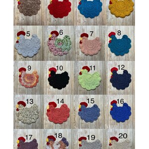 Crocheted Chicken Coasters - 39 colors Listed
