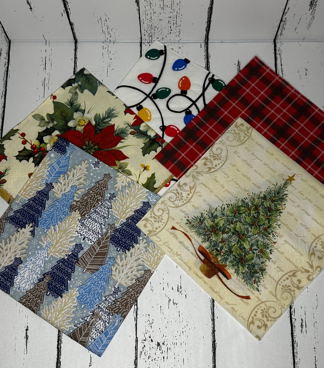 10 Christmas Paper Luncheon Napkins for Decoupage Etsy
