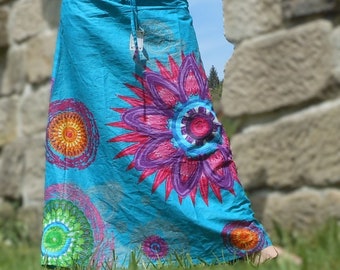 Colorful summer skirt long