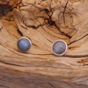 Labradorite stud earrings, 925 silver