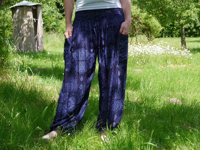 pantalon d'été aéré et léger, bloomer blau-petrol