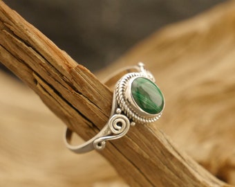 filigraner Ring mit Malachit, 925er Silber