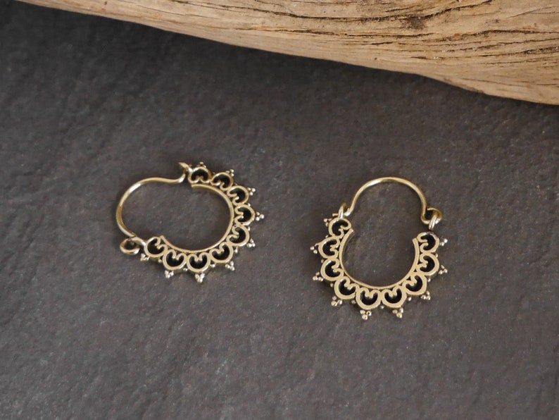 small brass hoop earrings, brass earrings image 3