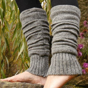 Fußstulpen aus Schurwolle, warme Beinstulpen dunkel grau