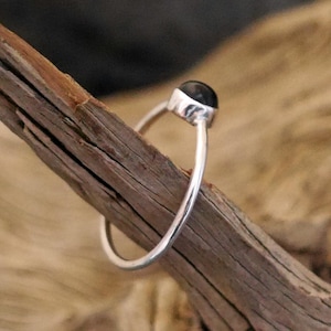 narrow ring with onyx, 925 silver