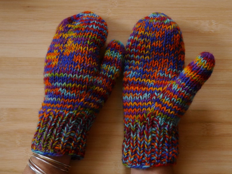 Mittens, gloves made of virgin wool Rainbow